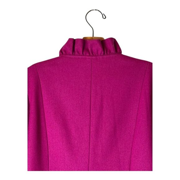 Tulle Anthropologie Coat‎ Women Small Pink Wool Ruffle Button Front Coat Preppy - Picture 4 of 12